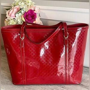 Gucci Red Patent Leather GG Tote